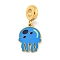 Ion Plating(IP) 304 Stainless Steel Enamel European Dangle Charms, Large Hole Pendants, Jellyfish Charm, Royal Blue, 27mm, Hole: 4.5mm