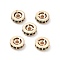 Brass Micro Pave Cubic Zirconia Beads, Long-Lasting Plated, Rack Plating, Flat Round, Light Gold, 7.5x2.5mm, Hole: 1.6mm