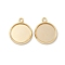 Flat Round Brass Pendant Cabochon Settings, Rack Plating Round Blank Bezel Trays, Long-Lasting Plated, Lead Free & Cadmium Free, Real 24K Gold Plated, Tray: 12mm, 17x14x2mm, Hole: 1.5mm