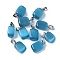 Cat Eye Pendants, with 201 Stainless Steel Findings, Rectangle, Stainless Steel Color, Cadet Blue, 20x12x9mm, Hole: 7x4mm
