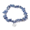 Natural Kyanite Stretch Bracelets, with 304 Stainless Steel Pendants, Flat Round with Libra Sign, Inner Diameter: 1-7/8~2 inch(4.9~5.2cm)