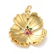 Rack Plating Brass Micro Pave Cubic Zirconia Pendants, with Jump Ring, Cadmium Free & Lead Free, Long-Lasting Plated, Flower, Real 18K Gold Plated, 22x21.5x5.5mm, Hole: 3mm