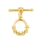 Brass Toggle Clasps, Ring, Real 18K Gold Plated, Rin: 14x11x2mm, Hole: 0.8mm, Bar: 17x5x2.5mm, Hole: 0.8mm