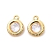 Brass Glass Charms, Flat Round, Nickel Free, Real 18K Gold Plated, Faceted, Clear, 9x7.5x4mm, Hole: 1mm
