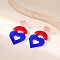 Heart Acrylic Dangle Stud Earrings, Platinum, Blue, 50x26mm