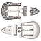 Belt Alloy Buckle Sets, include Roller Buckle, Rectangle Silder Charm, Triangle Zipper Stopper, Antique Silver & Platinum, Buckle: 58x52.5x7.5mm