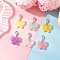 Luminous Acrylic Pendant Decorations, with Alloy Lobster Claw Clasps, Butterfly, Mixed Color, 31mm
