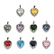 Rack Plating Brass Micro Pave Cubic Zirconia Pendants, with Glass, Heart, Platinum, 16.5x13.5x7mm, Hole: 4x3.5mm