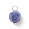 Faceted Natural Sodalite Pendants, with Platinum Tone Brass Loops, Star Cut Round Charm, 13.5x7.5~8x7.5~8mm, Hole: 3mm