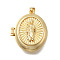 Brass Locket Pendants, Oval with Saint Jude Charms, Cadmium Free & Lead Free, Long-Lasting Plated, Rack Plating, Real 18K Gold Plated, 27.5x22.5x10.5mm, Hole: 3.5x4mm, Inner Diameter: 18x22mm
