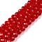 Glass Beads Strands, Faceted, Rondelle, Red, 8x6mm, Hole: 1mm, about 60~62pcs/strand, 39~40cm