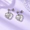 Textured Heart Alloy Dangle Stud Earrings, with 304 Stainless Steel Earring Findings, Platinum, 25.5x17.5mm