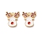 Brass Micro Pave Cubic Zirconia Pendants, Christmas Theme, Real 18K Gold Plated, with Enamel, Deer, 13.5x2mm, Hole: 1.2mm