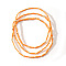 3Pcs Bohemian Style Column Glass Seed Beads Stretch Bracelet Set for Women, with Real 14K Gold Plated Brass Round Beads, Orange, Inner Diameter: 6-1/2 inch(16.5cm)