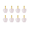 8Pcs Natural Rose Quartz Teacher Apple Charms, with Brass Snap on Bails, Golden, 14.5x14mm, Hole: 6.5x4mm
