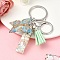 Resin & Acrylic & Faux Suede Tassel Keychain, with Alloy Clasp and Iron Rings, Letter I, 0.9cm