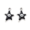 Alloy Enamel Pendants, Star with Evil Eye Charm, Cadmium Free & Nickel Free & Lead Free, Antique Silver, Black, 22x15x3.5mm, Hole: 1.8mm
