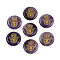 Natural Amethyst Cabochons, Flat Round with Golden Metal Enlaced Hamsa Hand, 24.5~25.5x5~7.5mm