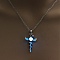 Luminous Alloy Pendants, Necklace, Halloween, Dragon/Skull/Horse/Gun, Blue, 17.72 inch(45cm)