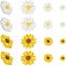 110Pcs 6 Style Flatback Hair & Costume Accessories Ornaments Scrapbook Embellishments Resin Flower Daisy Cabochons, Mixed Color, 9~22x2.5~6mm