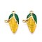 304 Stainless Steel Pendants, with Enamel, Corn Charm, Real 18K Gold Plated, Ion Plating(IP), Gold, 23x13.5x4mm, Hole: 2mm