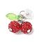 Handmade Polymer Clay Rhinestone Cherry Pendants, with Iron Flat Head Pins & Brass Ball Head Pins & Transparent Acrylic Charms & Resin Imitation Pearl Bead Caps & 304 Stainless Steel Jump Rings, Red, 18mm, Hole: 4.5mm