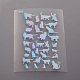 防水透明プラスチックステッカー  レーザー効果装飾ステッカー  レジンアート用充填材  猫の模様  150x110x0.1mm X-DIY-E015-27L-1