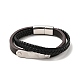 Microfiber Leather Braided Double Loops Multi-strand Bracelet with 304 Stainless Steel Magnetic Clasp for Men Women BJEW-C021-13-P-3