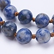 Colliers de perles de jaspe tache bleue naturelle NJEW-P202-36-A35-2