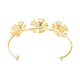 Alloy Flower with Imitation Pearl Beaded Open Cuff Bangle for Women BJEW-D054-02G-01-2