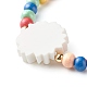 Bracelets extensibles en perles rondes en bois naturel pour enfant BJEW-JB06638-5