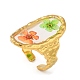 Oval Epoxy Resin with Dry Flower Cuff Rings RJEW-G304-02G-1