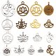 SUNNYCLUE 1 Box 68Pcs Lotus Charms Yoga Charms Lotus Flower Charm Hollow OM Yoga Chakra Energy Charm Flat Round Charms for Jewelry Making Charm Necklace Bracelet Earrings DIY Craft Supplies Adult TIBEP-SC0001-92-1