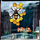 Creatcabin 8 pcs tournesol abeille fenêtre autocollants statique autocollant en verre fleur animal double face décalcomanies décor pvc art anti-collision pour la maison chambre d'enfant chambre salle de bain porte en verre décorations DIY-WH0379-008-6
