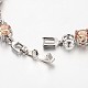 Noble Gift Ideas for Lady Platinum Tone Brass Pave Cubic Zirconia CZ Flat Round Link Bracelets BJEW-L462-04-3