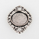 Vintage Tibetan Style Alloy Oval Connector Cabochon Bezel Settings X-TIBE-O001-06AS-1