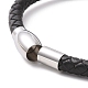 Pulsera de cordón trenzado de cuero negro con 304 cierre magnético de acero inoxidable BJEW-P275-02P-3
