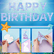 誕生日の装飾紙の旗バナー  ケーキトッパー付き  ケーキ入りカード  人魚と海の動物  ミックスカラー  144x133x0.1mm HJEW-WH0042-86-4