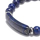 Natural Lapis Lazuli(Dyed) Beaded Stretch Bracelet BJEW-JB08879-01-4
