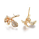 Brass Micro Pave Clear Cubic Zirconia Earring Findings KK-S356-357-NF-2