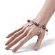 Christmas Gift Box & Tree & Snowflake & Reindeer Alloy Charm Bracelet with Glass Pearl BJEW-TA00097-3