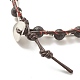 Bracelet de perles tressées en cœur de pierre de lave naturelle et d'alliage BJEW-JB08302-5