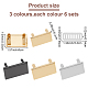 Wadorn 18 セット 3 色亜鉛合金バッグ装飾留め金  空白タグのスタンプ  シム付き  長方形  ミックスカラー  2.55x4x0.2cm  6セット/カラー FIND-WR0008-32-2
