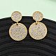 Латунные плоские круглые серьги-гвоздики с микропаве из кубических цирконий EJEW-B153-06G-2