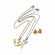 Heart & Skeleton Key Couple Pendant Necklaces & Stud Earrings SJEW-E045-06GP-1