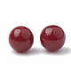 環境に優しいプラスチック模造真珠ビーズ連売り  高い光沢  グレードA  ラウンド  暗赤色  10mm  穴：1.8mm  約110個/連  43.3インチ MACR-S291-10mm-02-2
