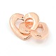 Brass Two Loops Heart Interlocking Clasps for DIY Jewelry KK-M051-01RG-2