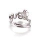 調節可能な真鍮製マイクロパヴェジルコニア製指輪  婚約指輪  単語の愛  プラチナ  サイズ：7  17mm RJEW-L086-04P-3