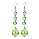 Gestreifte Ohrhänger aus runden Perlen aus Kunstharz und Glas für Damen EJEW-JE05301-4