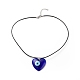 Collier pendentif coeur avec mauvais œil au chalumeau avec cordon en cuir pour femme NJEW-JN03924-01-4